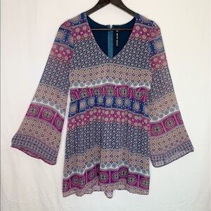 Design Lab Lord & Taylor / Bell Sleeve Boho Dress